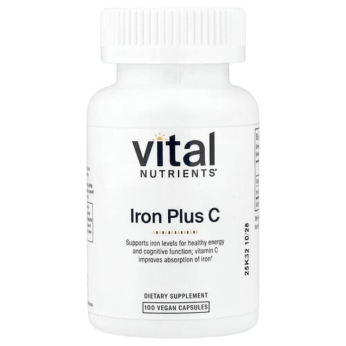 Vital Nutrients Iron Plus C 100 Vegan Capsules product image