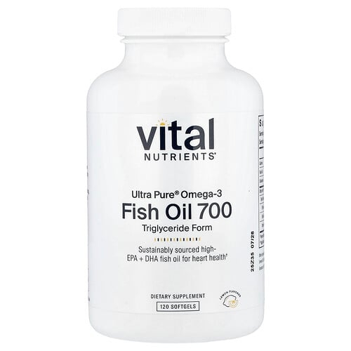 Vital Nutrients Ultra Pure Omega 3 Fish Oil 700 Lemon 120 Softgels product image