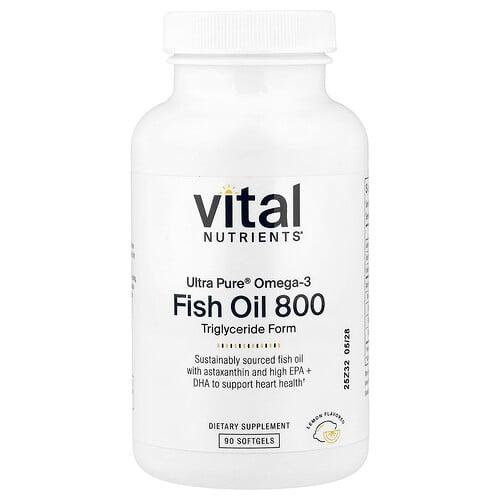 Vital Nutrients Ultra Pure Omega 3 Fish Oil 800 Lemon 90 Softgels product image