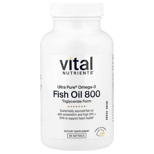 Vital Nutrients Ultra Pure Omega 3 Fish Oil 800 Lemon 90 Softgels product image