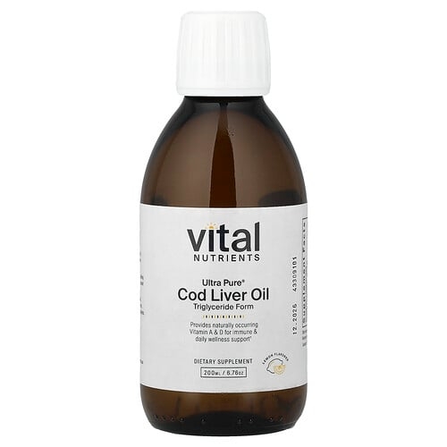 Vital Nutrients Ultra Pure Cod Liver Oil Lemon 6 76 Oz 200 Ml product image
