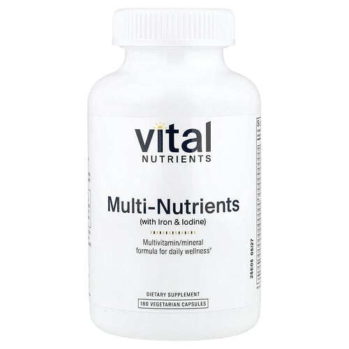 Vital Nutrients Multi Nutrients With Iron Iodine 180 Vegetarian Capsules product image