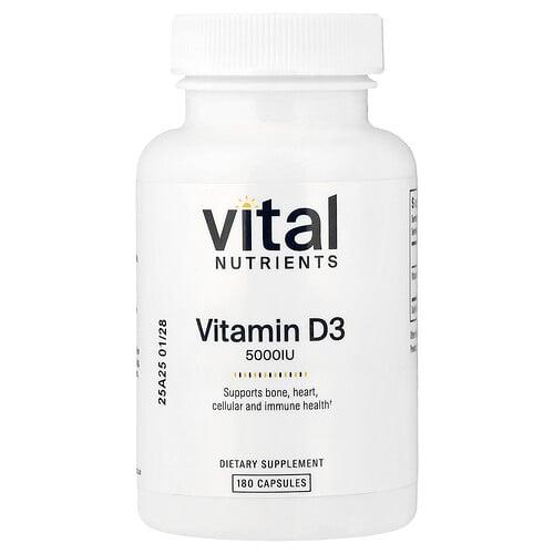 Vital Nutrients Vitamin D3 125 Mcg 5 000 Iu 180 Capsules product image