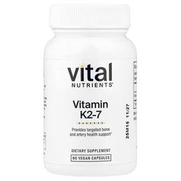 Vital Nutrients Vitamin K2 7 60 Vegan Capsules 180 Mcg Per Capsule