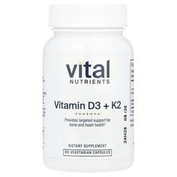 Vital Nutrients Vitamin D3 K2 60 Vegetarian Capsules