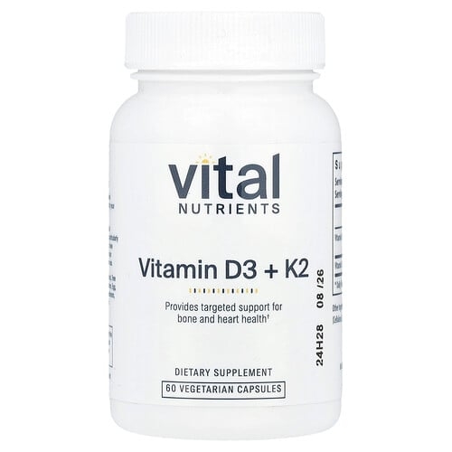 Vital Nutrients Vitamin D3 K2 60 Vegetarian Capsules product image