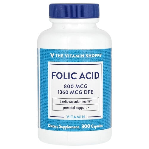 The Vitamin Shoppe Folic Acid 800 Mcg 300 Capsules product image