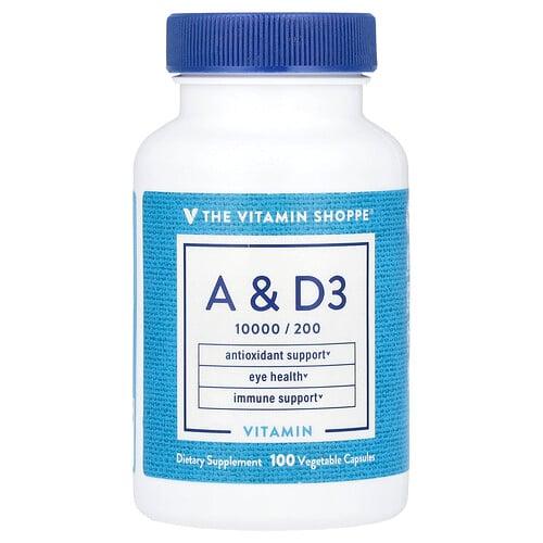 The Vitamin Shoppe Vitamin A D3 100 Vegetable Capsules product image