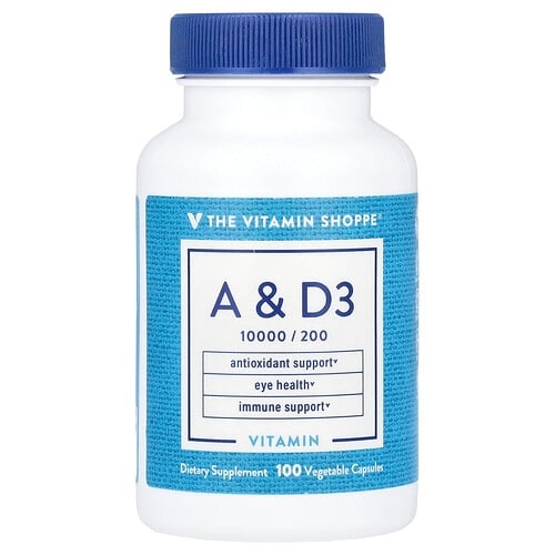 The Vitamin Shoppe Vitamin A D3 100 Vegetable Capsules product image