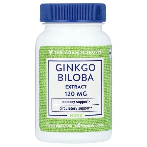 The Vitamin Shoppe Ginkgo Biloba Extract 120 Mg 60 Vegetable Capsules product image