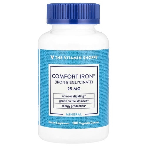 The Vitamin Shoppe Comfort Iron 25 Mg 180 Vegetable Capsules product image