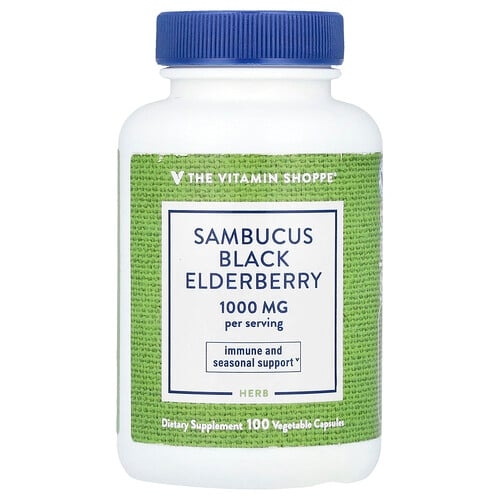 The Vitamin Shoppe Sambucus Black Elderberry 100 Vegetable Capsules 500 Mg Per Capsule product image