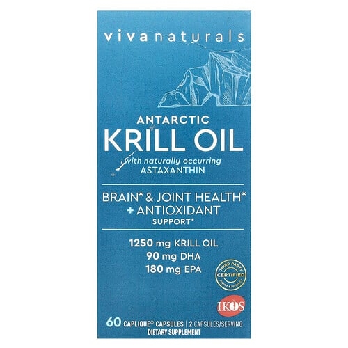 Viva Naturals Antarctic Krill Oil With Astaxanthin 60 Caplique Capsules product image