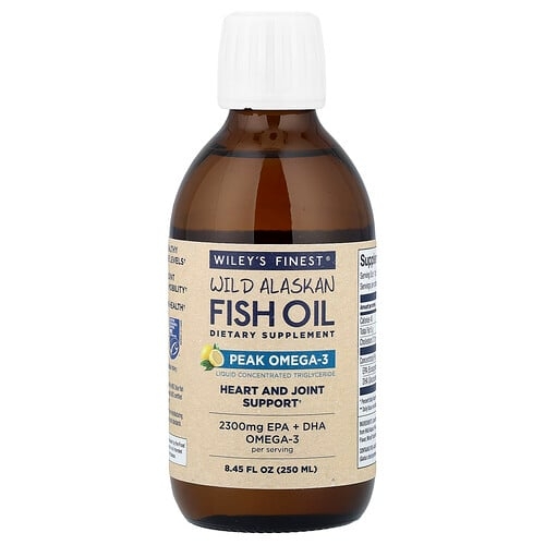 Wiley S Finest Wild Alaskan Fish Oil Peak Omega 3 Natural Lemon 8 45 Fl Oz 250 Ml product image