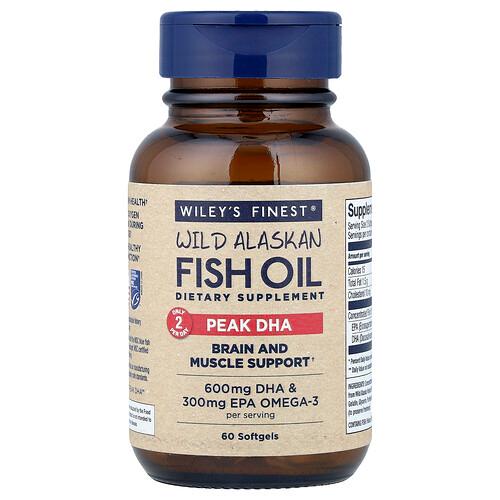Wiley S Finest Wild Alaskan Fish Oil Peak Dha 60 Softgels product image