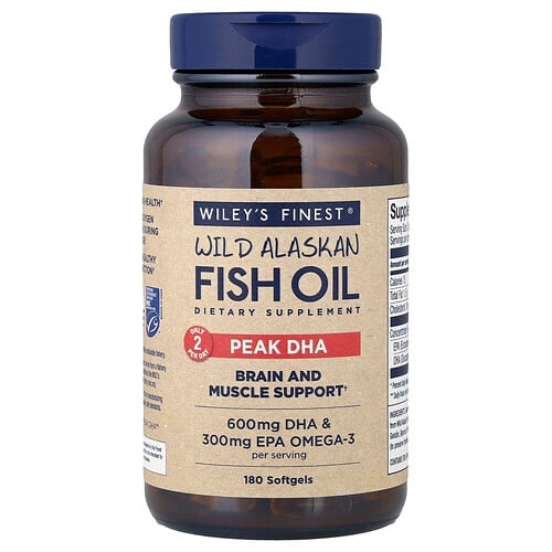 Wiley S Finest Wild Alaskan Fish Oil Peak Dha 180 Softgels product image