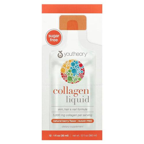 Youtheory Liquid Collagen Natural Berry 5 000 Mg 12 Liquid Tubes 1 Fl Oz 30 Ml Each product image