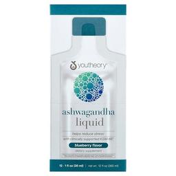 Youtheory Ashwagandha Liquid Blueberry 12 Pouches 1 Fl Oz 30 Ml Each