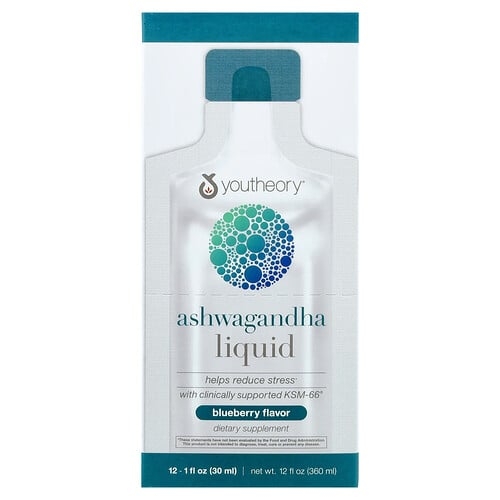 Youtheory Ashwagandha Liquid Blueberry 12 Pouches 1 Fl Oz 30 Ml Each product image