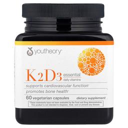 Youtheory K2d3 Essential Daily Vitamins 60 Vegetarian Capsules