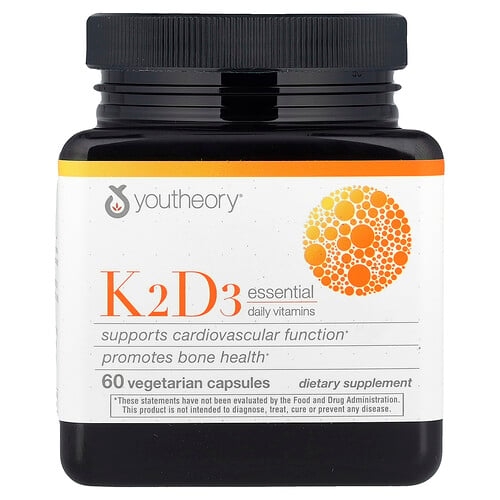 Youtheory K2d3 Essential Daily Vitamins 60 Vegetarian Capsules product image
