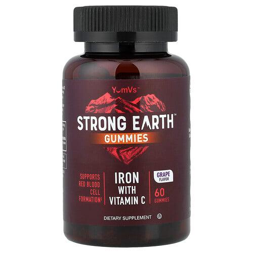 Yumvs Strong Earth Gummies Iron With Vitamin C Grape 60 Gummies product image