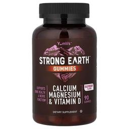 Yumvs Strong Earth Gummies Calcium Magnesium Vitamin D Raspberry 90 Gummies