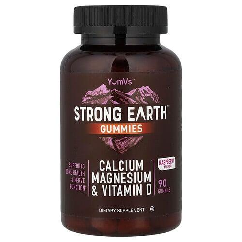 Yumvs Strong Earth Gummies Calcium Magnesium Vitamin D Raspberry 90 Gummies product image