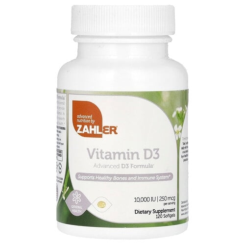 Zahler Vitamin D3 250 Mcg 10 000 Iu 120 Softgels product image