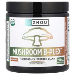 Zhou Nutrition Mushroom 8 Plex Powder Unflavored 2 14 Oz 60 G
